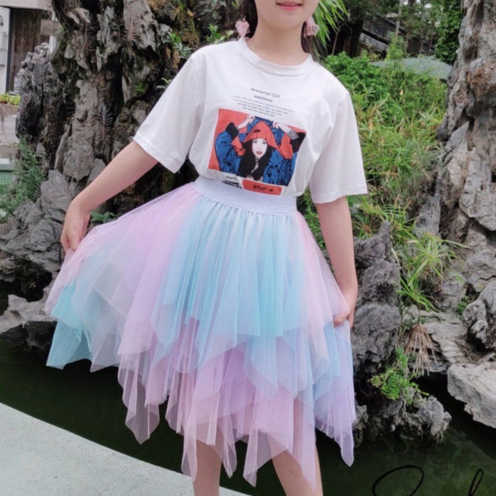 Rainbow Ombré Sweet Kids' Tutu Skirt | Baby Girl Summer Skirt Dress